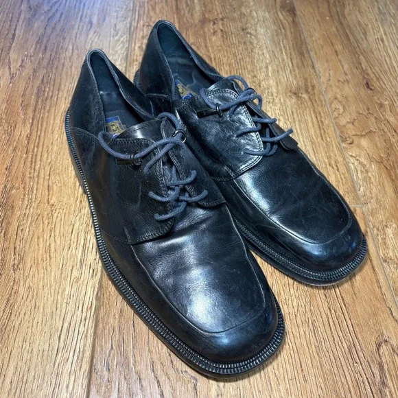 Caporicci Black‎ Leather Square Toe Derby Dress Shoes Made in Italy Mens 8.5