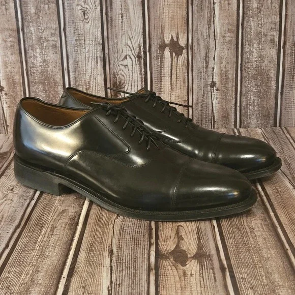 Sz 11 D Mens Johnston & Murphy Melton Black Cap Toe Oxford Shoes Excellent
