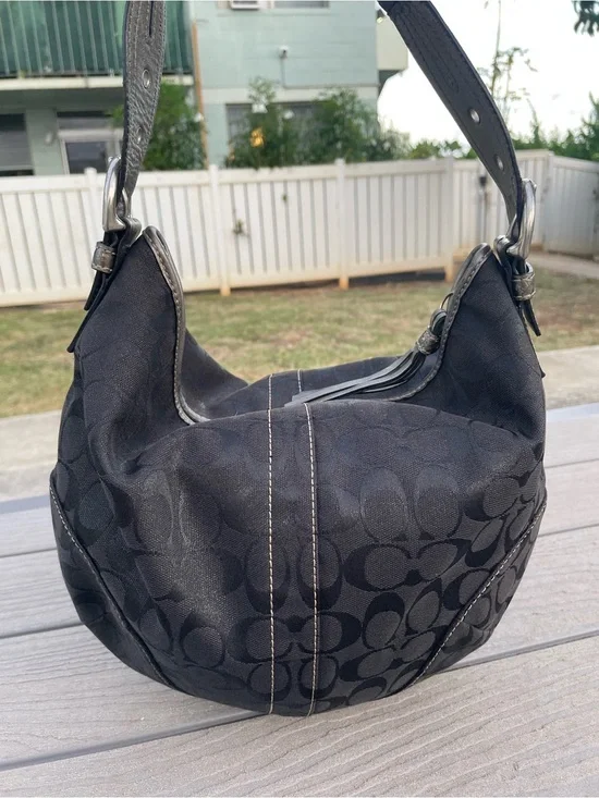 Coach Y2K Medium Python Black Signature Jacquard Hobo Bag