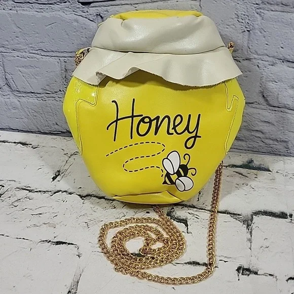Honey Pot Purse‎ Vinyl Bag Gold-Tone Chain Halloween Cosplay Prop