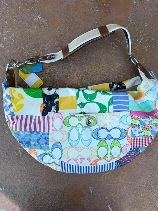 limited edition vtg coach patchwork hobo shoulder bag purse -in amazing conditio