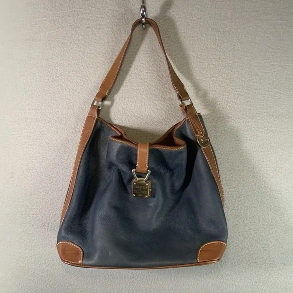 Dooney & Bourke Leather  Logo Lock Hobo Bag Blue