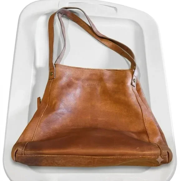 American Leather Co Liberty Shopper Tote Shoulder Bag Brown Leather Hobo