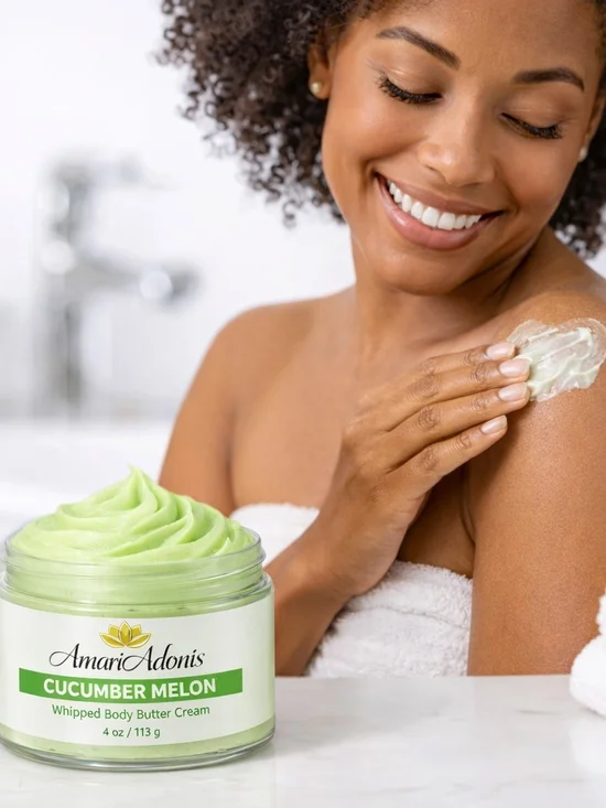 AmariAdonis Cucumber Melon Whipped Body Butter Cream - Green 6oz
