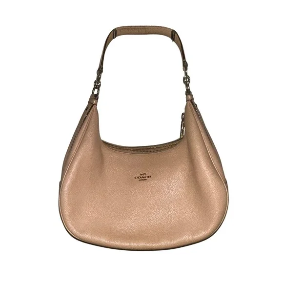Coach Pebble Leather Hobo Shoulder Bag Nude Pink Gold Tone Hardware