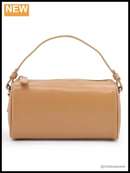 Mini Barrel Shoulder Purse with Two Way Straps Top Handle Hobo Bag