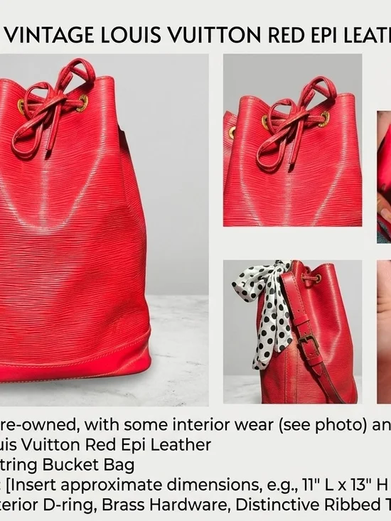 Louis Vuitton Red Epi Leather Drawstring Hobo Bag