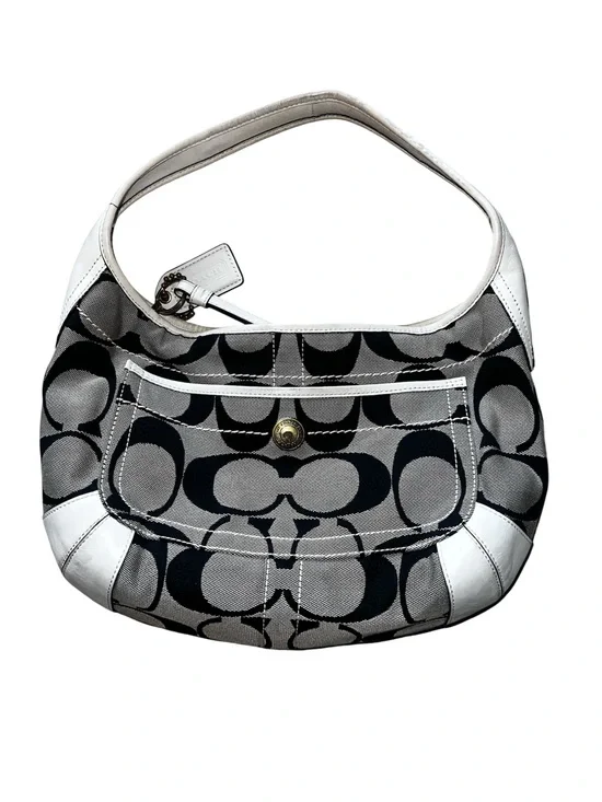Coach Black, Gray & White Signature Hobo Bag