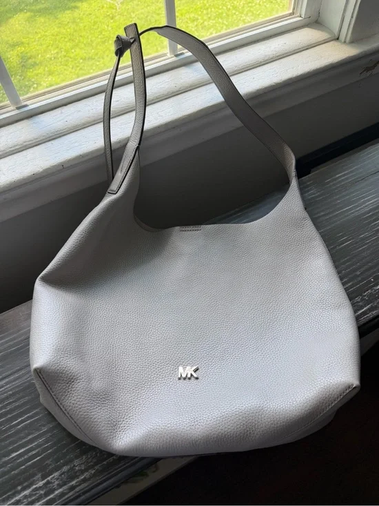 Michael Kors Light Gray Pebble Leather Hobo