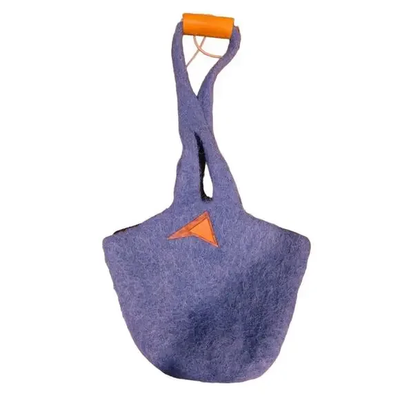 Heavy Felted Wool Bucket‎ Bag, 2 Interior Pockets, Magnetic Closure