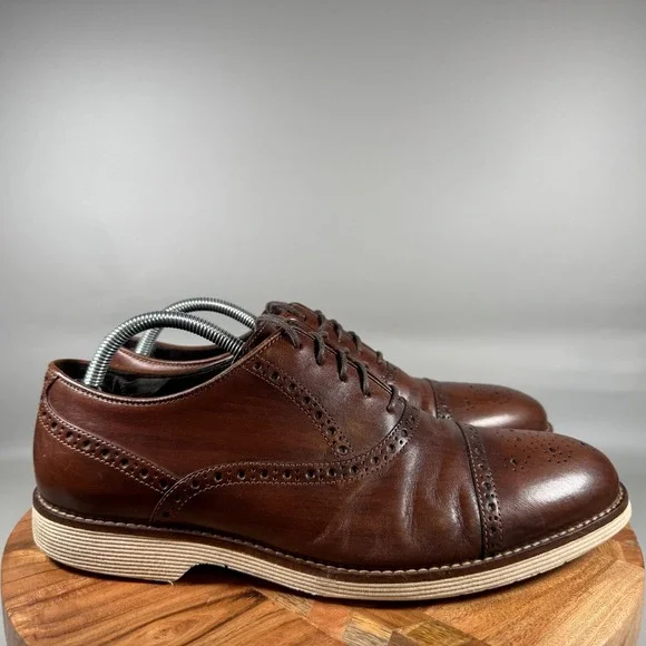 Johnston & Murphy Mens Brown Leather Cap Toe Brogue Oxford Shoes Size‎ 9.5 M