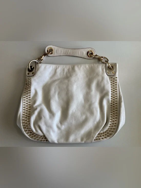 Rebecca Minkoff White Leather Hobo with Gold Studs