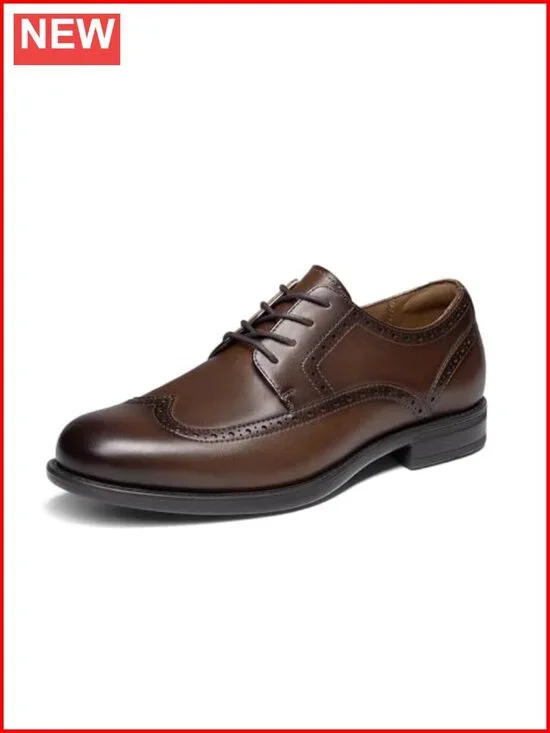 Men's Brogue Wingtip Oxfords Full Grain Leather Dress Shoes Flexible Forefoot