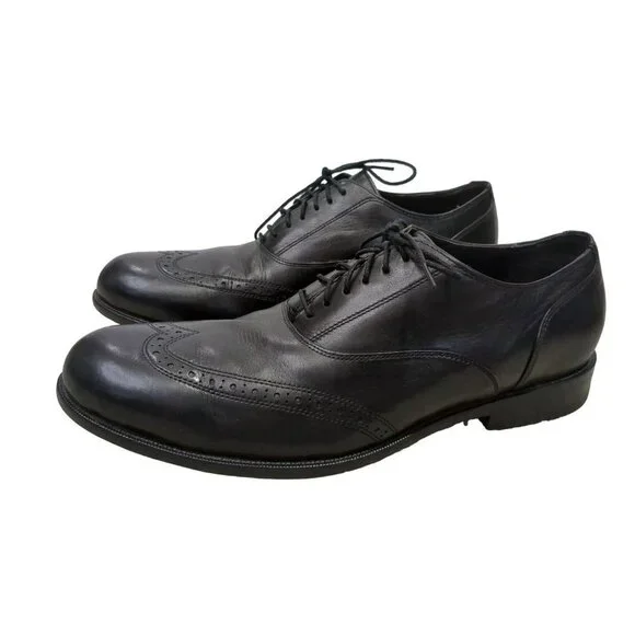 Cole Haan Air Pitney Oxford Shoe Mens 8.5 Black Wingtip Leather Lace Up Business