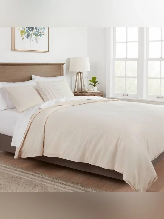 Threshold Cream/Khaki Cotton full/queen Duvet Cover Set