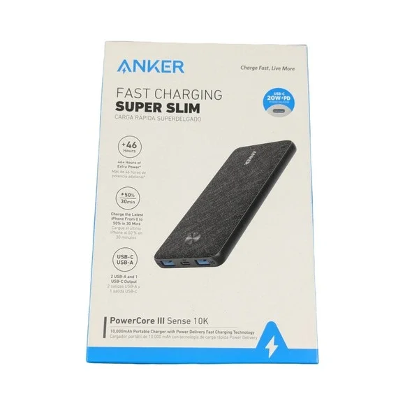 Qq8U Anker 10000mAh Powercore III Sense Power Bank Dual USB, USB-C - A1248H11-1