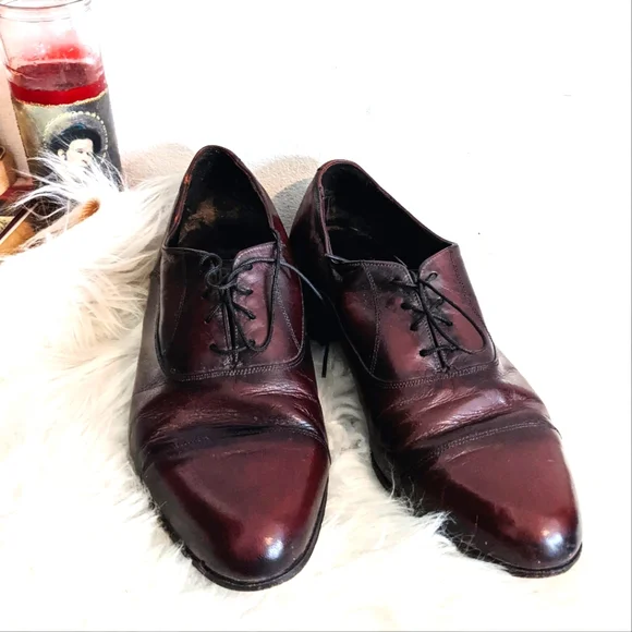 Florsheim Lexington Burgundy Leather Oxford Lace Up Dress Shoes 8