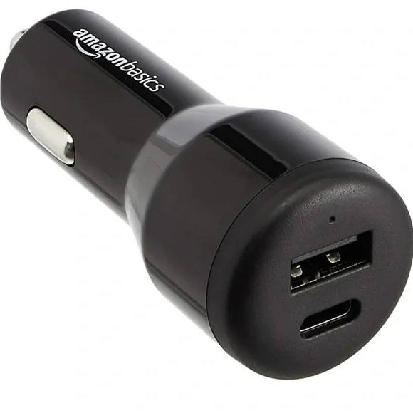 Amazon Basics USB C 18W with Power Delivery and 12W USB A Car‎ Charger, Black