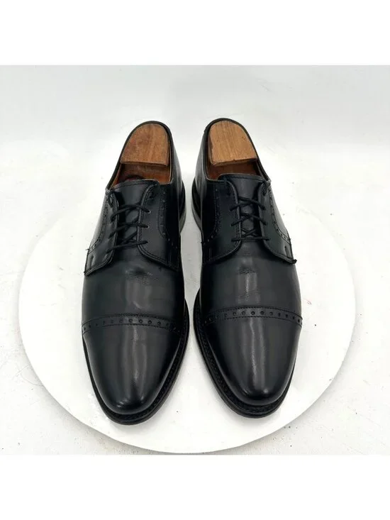 Allen Edmonds Clifton Men Size 7D Black Leather Wingtip Cap Toe Derby Dress Shoe