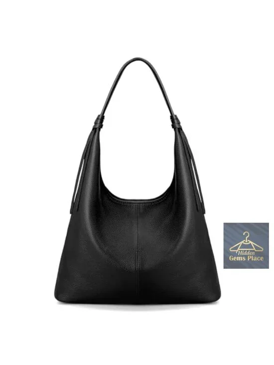 Genuine Top Grain Leather Slouchy Hobo Tote with Tassel