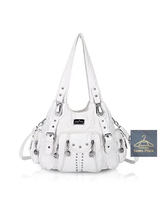 Soft PU Leather Large Hobo Shoulder Bag with Multiple Pockets