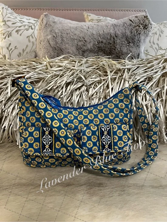 VERA BRADLEY Riviera 2008 Libby Crossbody Purse Shoulder Bag Blue Yellow Y2K