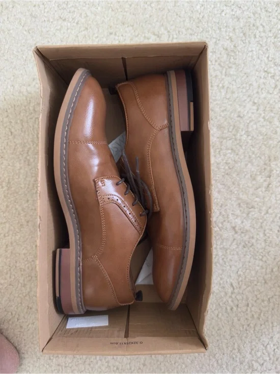 BRAND NEW STEVE MADDEN MENS OXFORD LEATHER DRESS LACE DERBY SHOES - TAN - SIZE 9