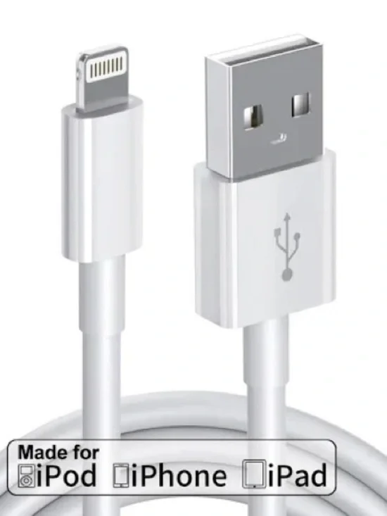 White USB-A to Lightning Charging Cable