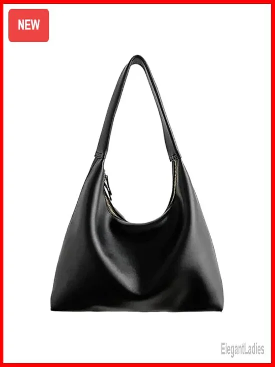 Vegan Leather Hobo Bag Slouchy Tote Shoulder Purse Crescent Handbag