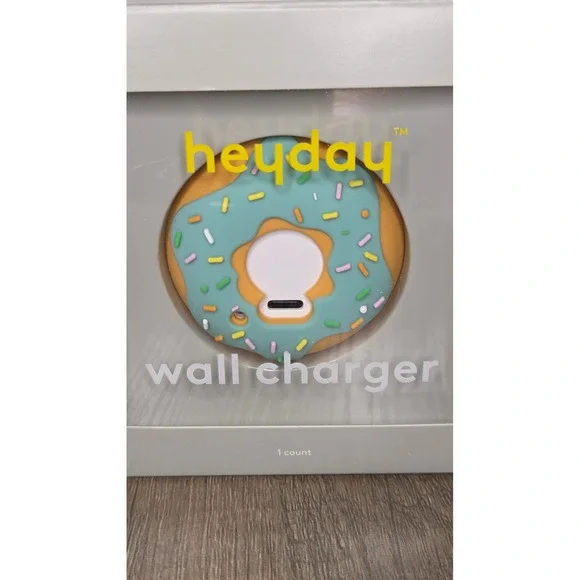 Heyday Donut Wall Charger 15W USB-C Port Turquoise Sprinkles Novelty NIB