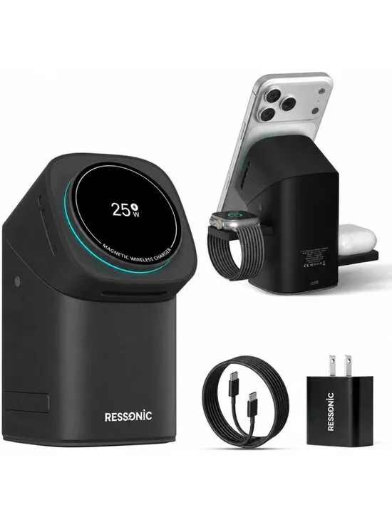 3-in-1 Fast Wireless Charging Station for iPhone, Galaxy, AirPods & iWatch - 25W