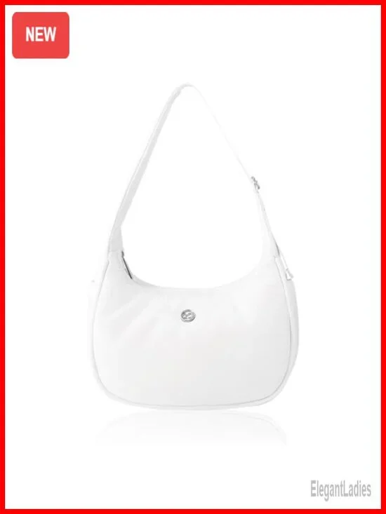 Nylon Crescent Hobo Shoulder Bag with Zipper Pockets