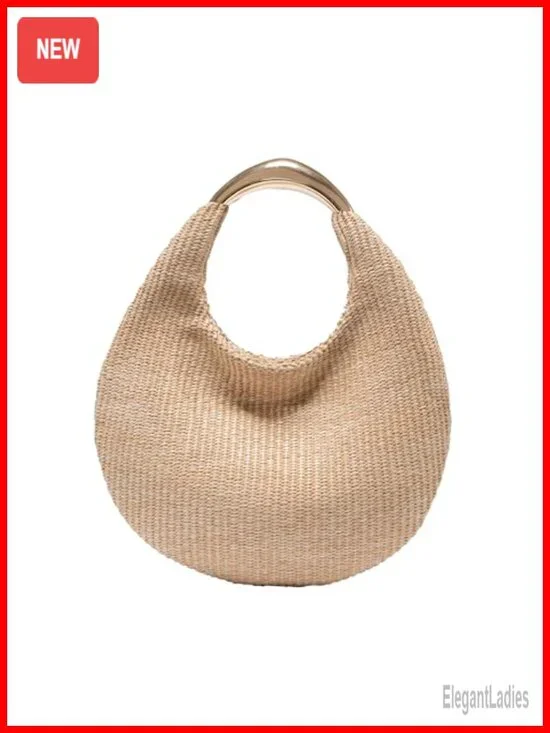 Handmade Woven Straw Hobo Bag Crescent Shoulder Tote Summer Beach