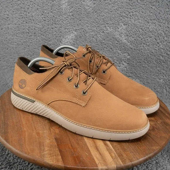 Timberland Cross Mark Oxford Shoes Mens 10 Brown Leather Sneakers