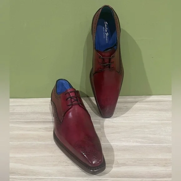 Emilio Franco Stylish Red Leather calf Dress Shoes oxford point toe