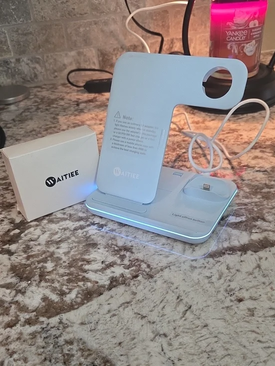 WAITIEE 3-in-1 Wireless Charging Stand - White