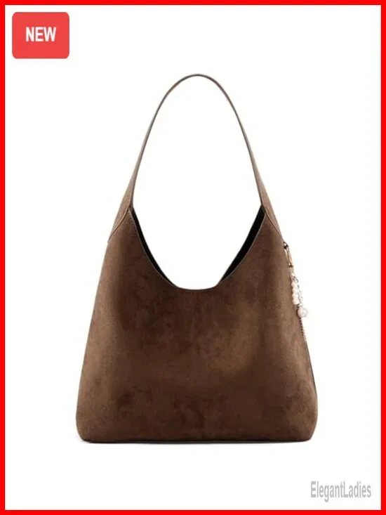 Soft Suede Slouchy Hobo Shoulder Bag Lightweight Tote Purse
