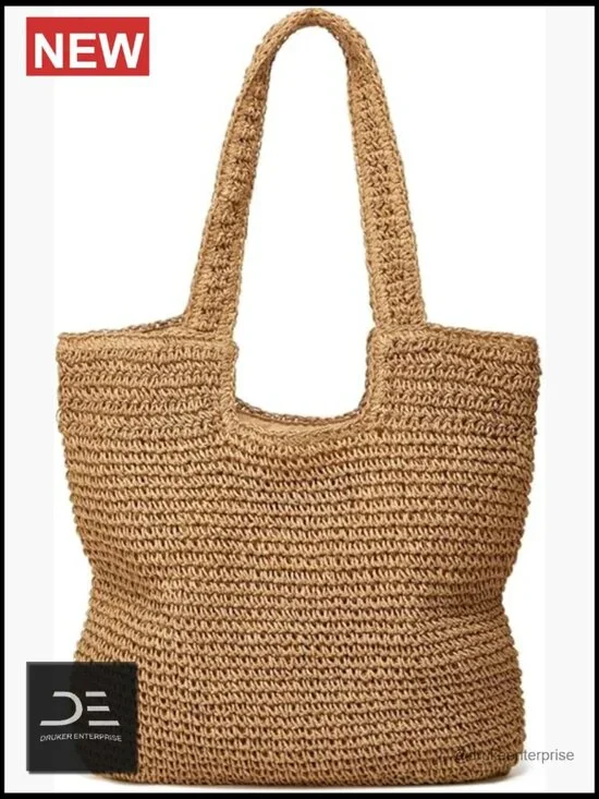 Straw Beach Tote Bag Hobo Shoulder Cute Work Travel Handbag
