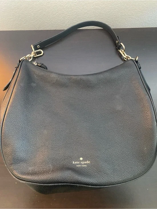 kate spade Black Pebbled Leather Hobo with Gold Hardware