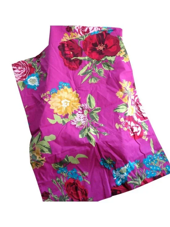 New H&M Twin Floral Duvet Cover Set Vibrant Pink Multicolor Flowers 100% Cotton