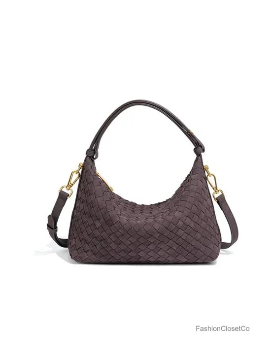 Woven Faux Suede Hobo Purse with Convertible Straps