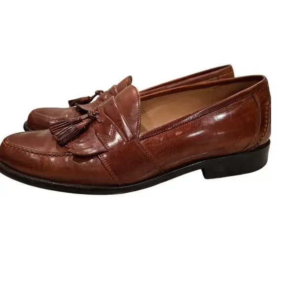 Johnston & Murphy Mens Loafers Tassels Leather Brown Sz 9