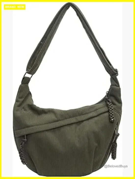Corduroy Hobo Crossbody Tote Bag - Roomy & Lightweight