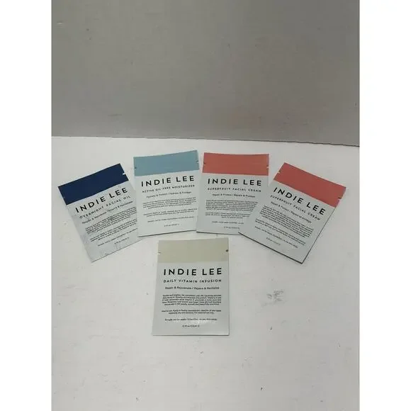 Lot 5 Indie Lee Sample Facial Oil Vitamin Infusion Facial Cream Moisturizer 0.1f