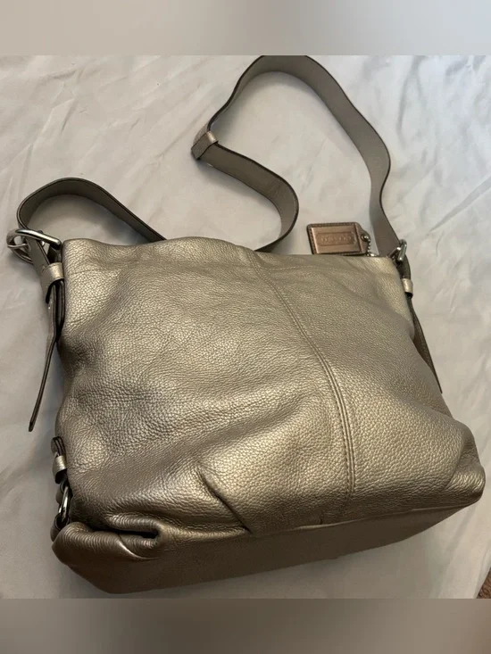 Coach Pewter Silver Pebbled Leather Hobo Shoulder Bag F15064 Y2K Purse