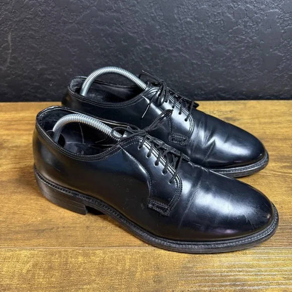 Topflite Corfam Military Black Synthetic Leather Derby Dress Shoes Mens 11‎