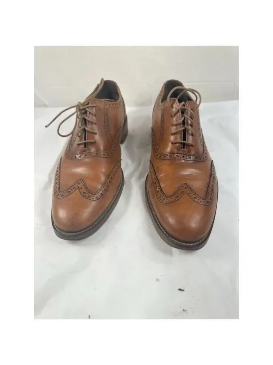 COLE HAAN COGNAC LEATHER WINGTIP BROGUE LACE UP OXFORD DRESS SHOES MEN'S 9.5M