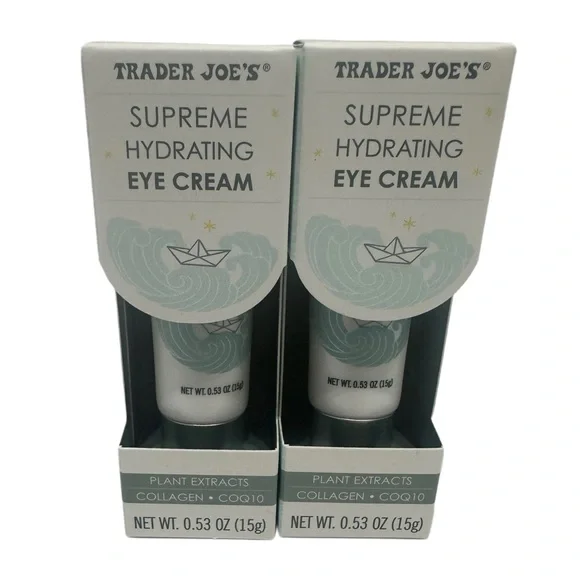 Trader Joes Supreme Hydrating Eye Cream Collagen‎ And COQ10 New Lot Of 2 0.53 Oz
