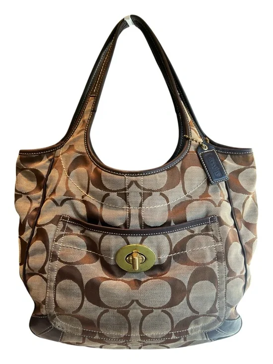vintage Coach Ergo Signature Canvas Y2K hobo jacquard C monogram  brown leather