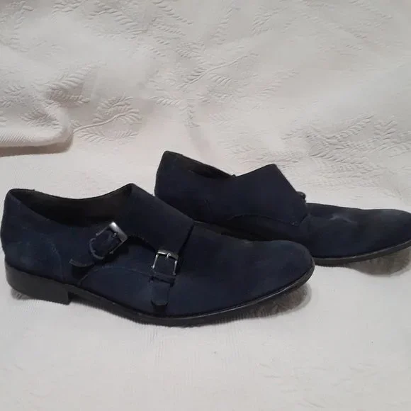 JOHN VARVATOS Double Monk Shoes Blue Suede